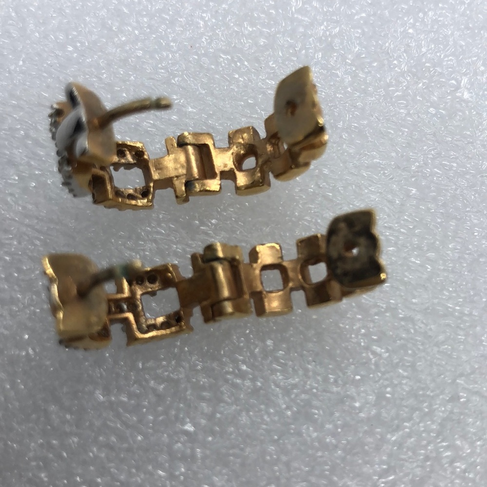 VTG Square Link Pavé Hoop Earrings - Picture 7 of 8